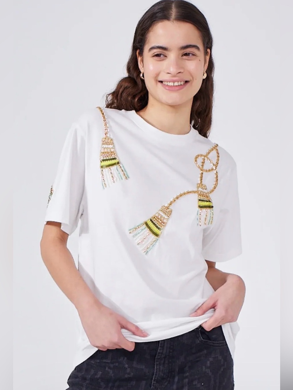 Hayley Menzies Tassel Beaded T-Shirt